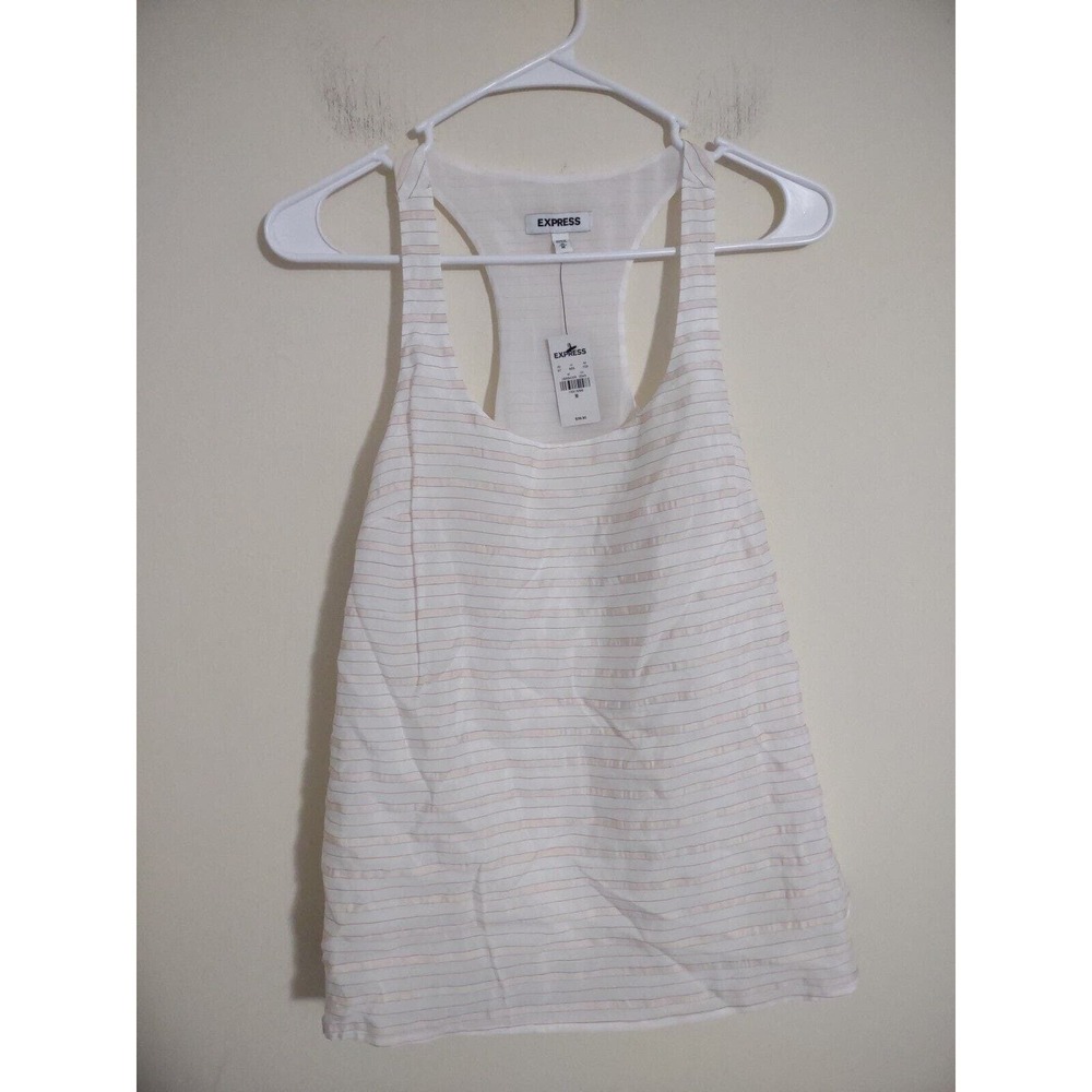 NWT Express Pink And White Striped Tank Medium Lightweight Classic‎ Festival